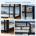 Metal Bunk Bed with Trundle,Twin over Twin Bunk Bed Frame with Ladder and Safety Rails for Triple Metal Bunk Can Be Divided into Two Beds (Black-Twin over Twin over Twin)