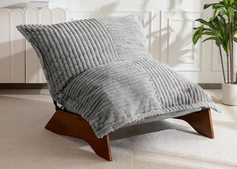 Grey Adjustable 3-Position Bean Bag Chair with Cover