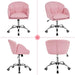 Cute Petal Desk Chair Home Office Chair Swivel Upholstered Leather Desk Chair Makeup Vanity Chair with Armrests for Bedroom Modern Computer Rolling Chair for Women Simple Pink