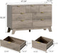 7 Drawer Fluted Dresser for Bedroom, Mid Century Modern Wooden Dresser with 7 Drawers, Dressers & Chests of Drawers with Metal Handle, TV Stand & Storage Organizer for Entryway, Hallway, Grey