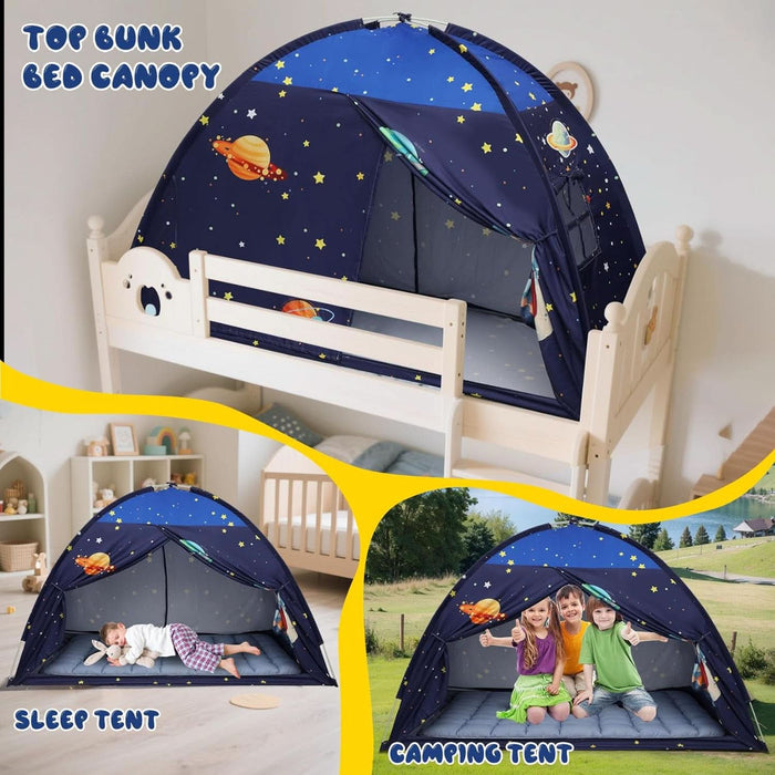 blackout tent for bed Twin Bed Tent Canopy Blue Black out Privacy Indoor Play house For Kids