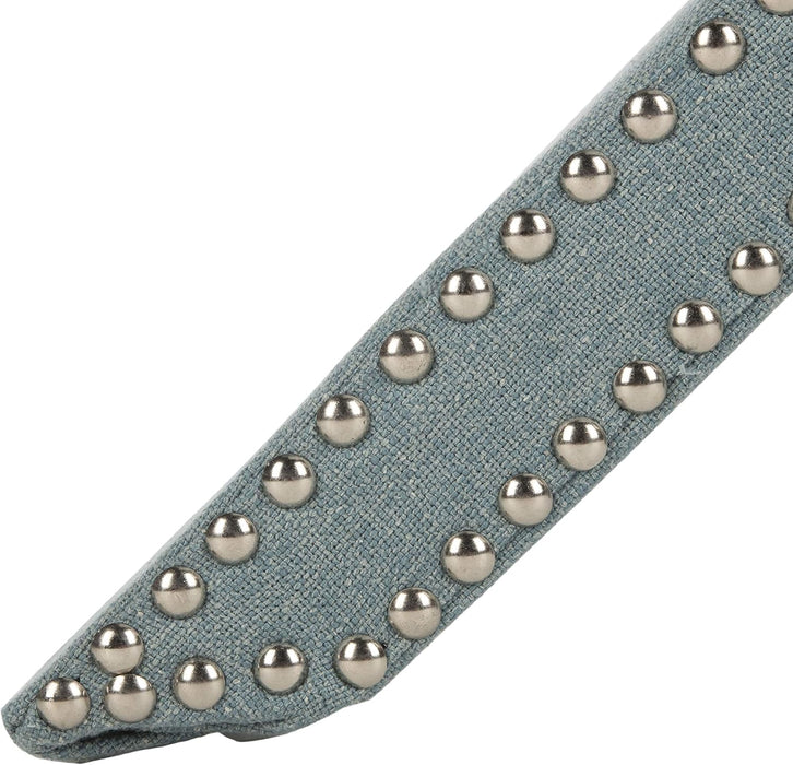 Home Collection Palmer Sky Blue with Silver Nailhead Trim X-Bench Ottoman