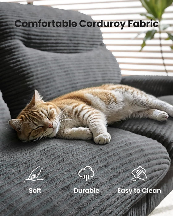 Futon Sof Bed,Vintge Couch with djustble Bckrest & rmrests, Convertible Futon Sof Couch for Efficient Home,Smll Spces, Living Room or Office, Corduroy Futon Couchs,Grey