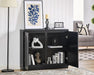 39" Black Real Wood Veneer Narrow Sideboard Buffet Storage Cabinet