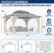 11FT X 13FT Outdoor Wood Gazebo - Patio Wooden Gazebo with Galvanized Steel Hardtop, Heavy-Duty Double Roof Gazebos with Netting & Curtains for Garden, Poolside, Deck, Backyard