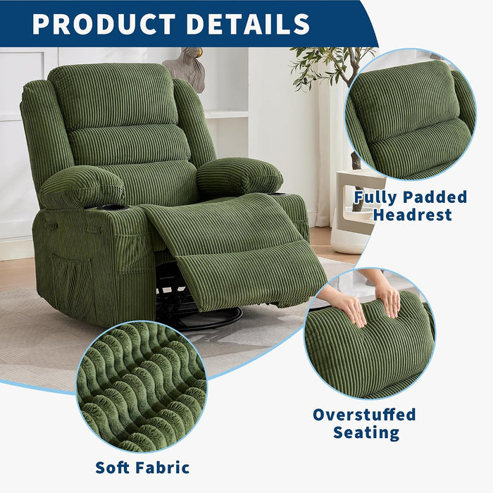 Rocking Recliner Chair for Adults Wide 360° Swivel Rocker Recliner