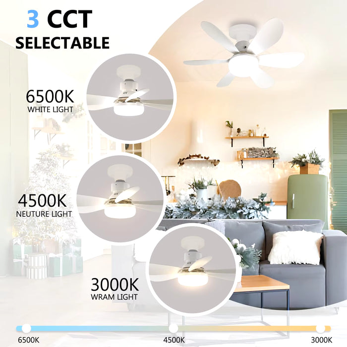 LED 40W Socket Ceiling Fan with Light, 20.5In Screw Ceiling Fans with Lights with Remote, for Bedroom/Garage/Kitchen