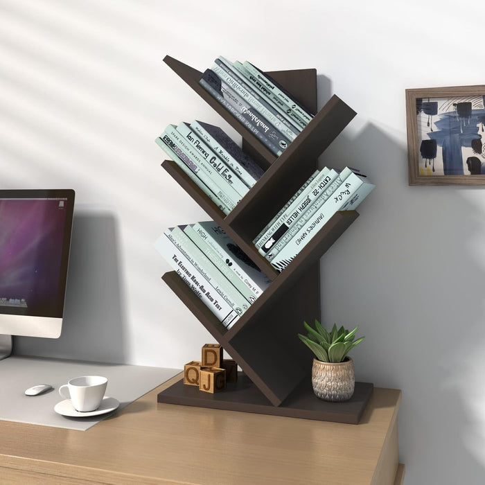Book Tree Bookshelf, 5-Tier Wood Bookshelf Tree Bookcase for Displaying Books, Cds, Magazines and More at Office, Home or School