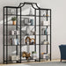 Triple Wide 5-Tier Bookshelf, 70.87" L X 79.13" H Extra Large Bookcase, Tall Open Etagere Display Shelf with Metal Frame, Freestanding Modern Storage Shelves for Home Office (Black)