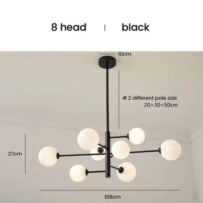 Modern Glass Ball Led Ceiling Chandelier Black Gold for Bedroom Living Dining Room Table Pendant Lamp Lusters Luminaire Lighting