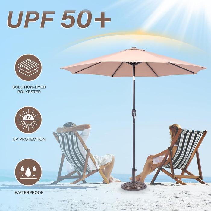 9 Ft. Patio Umbrella, Market Table Umbrella W/Tilt and Crank, 8 Ribs