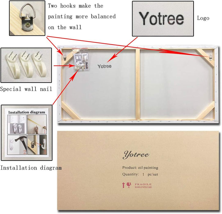 Paintings - 30X60 Inch 3D Oil Paintings on Canvas Blue Forest Heavy Texture Acrylic Painting Wall Art Wall Decoration Wood inside Framed Hanging Ready to Hang