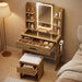 Compact Vanity Desk With Multifunctional Illuminated Mirror