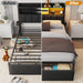Queen Bed Frame with Storage Drawers, Upholstered Headboard with LED Light & Charging Station, Metal Platform Bed Frame Queen Size, Noise Free, No Box Spring Needed, Black (1200 Lbs Capacity)