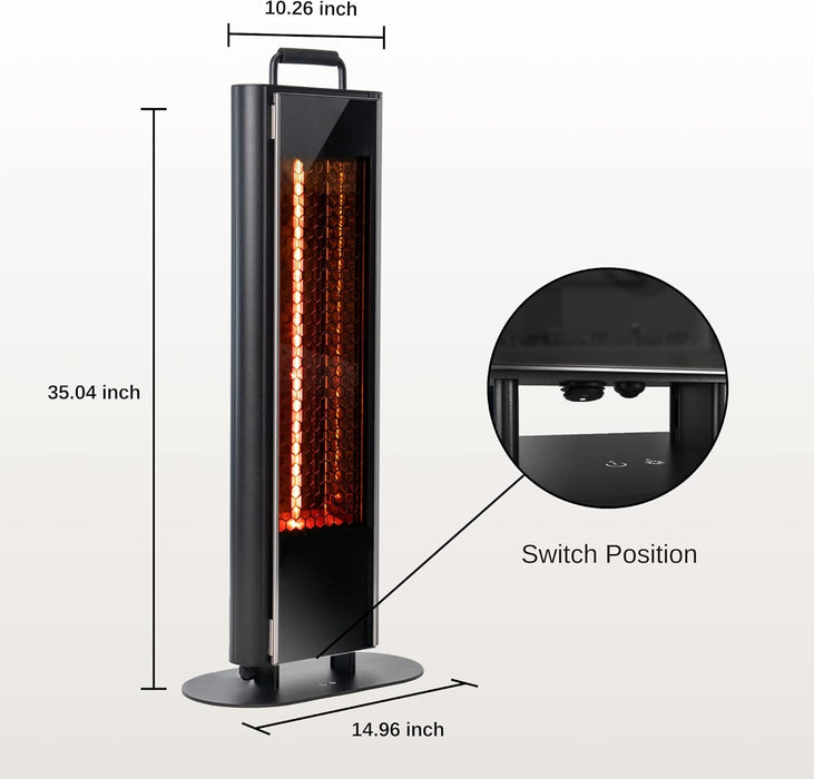 1500W Patio Heater, Table Side Portable Electric Heater with Double-Sided Heating & 3 Heating Levels, IP65 Waterproof Outdoor Heater with Remote, and Protection from Tip-Over & Overheating