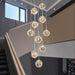Grey LED Staircase Crystal Chandelier Adjustable Length
