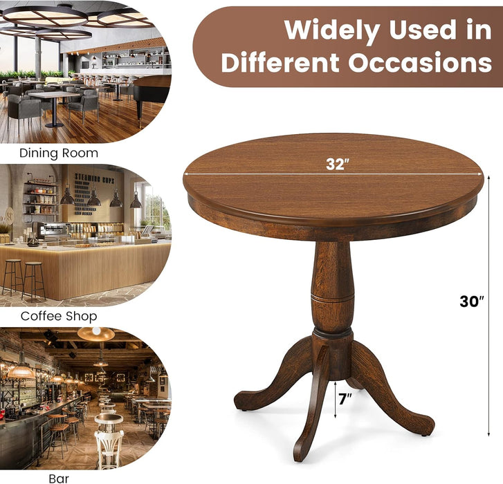 DarkWalnut Round Dining Table 32InchDiameter ProFinish