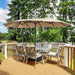 13 Ft Triple-Size Patio Umbrella W/Base Included - Market Extra-Large Double Sided Umbrella - Twin-Size Patio Parasol W/Easy Crank & 12 Strong Ribs & Ventilation Openings, Tan