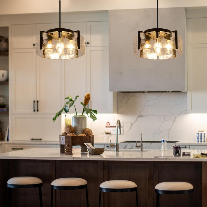 Black Four Light Adjustable Kitchen Island Chandelier