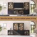 72" Tall Arched Storage Cabinet with Hutch, Bookcase with Open Shelves