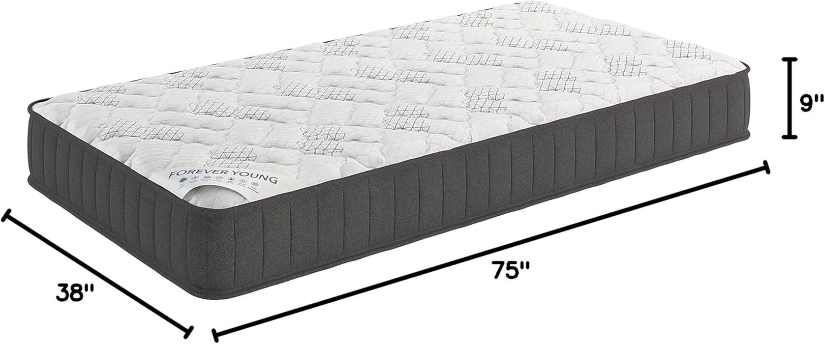 Twin Hybrid Mattress, Medium-Firm, Made in USA