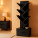 Bookshelf with Drawer, 7 Shelf Tree Bookshelf, Wooden Bookshelves Storage Rack for Cds/Movies/Books, Black Bookcase, Utility Organizer Shelves for Living Room, Bedroom