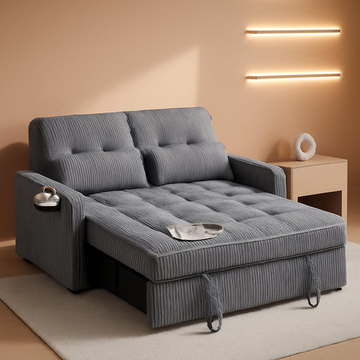 55Inch Convertible Sleeper Sofa With USBPort Corduroy