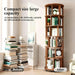 Rotating 6-Tier Walnut Rubberwood Bookcase 360 Degree