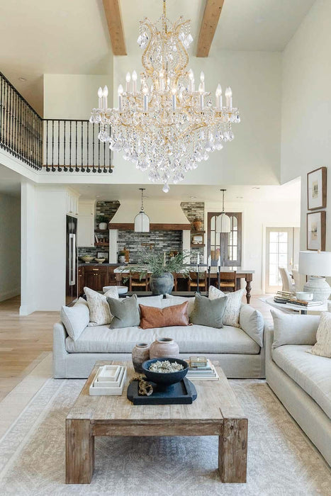 Gold Large Crystal Chandelier-24-Light Chandelier Light Fixture Modern Maria Theresa Crystal Chandeliers Light for Foyer, Entryway, Staircase,High Ceiling,Living Dining Room