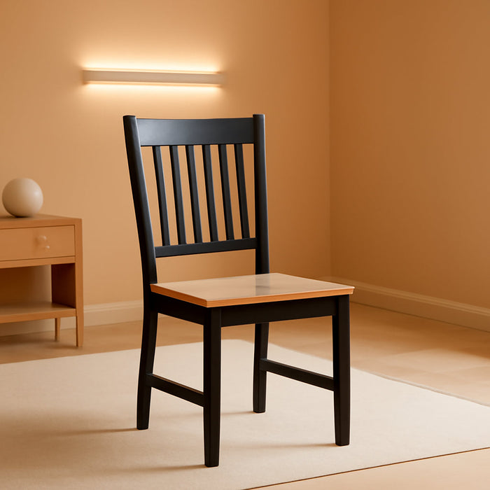 Wooden Dining Chairs Set of 4, Farmhouse Kitchen Chair with Rubber Wood Legs, Easy to Assemble Armless Dining Side Chairs, Dining Room Chairs, Black