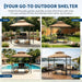 8X5 Ft BBQ Grill Gazebo with Double Roof, Outdoor Grill Shelter with 2 Side Shelves & Tool Hooks, Weather-Resistant Patio Shelter for Backyard Cooking