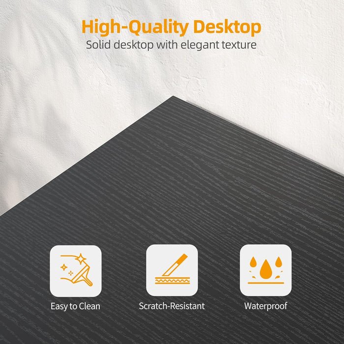 L Shaped Computer Desk with Power Outlets, 55 Inch Small Corner Desk with Reversible Shelves, Gaming Desk Computer Table Study Writing Table for Home Office Bedroom Small Space, Black