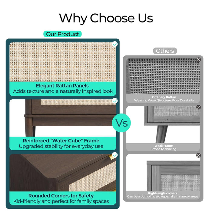 Walnut FortySevenInch Dresser With Six Deep Drawers