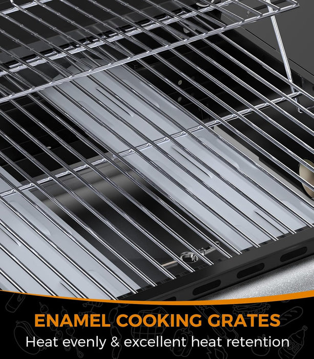 2-Burner Propane Gas BBQ Grill, 20,000 BTU Stainless Steel Grill with Side Shelves and Wheels, Portable Outdoor Grill for Patio, Backyard, Garden, or Camping Cooking