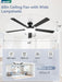 60 Inch Ceiling Fan with Lights and Remote, 30W 12" LED Panel Flush Mount Ceiling Fan, 6-Speed Quiet DC Motor Modern Low Profile Ceiling Fan with Reversible Blades for Living Room, Bedroom, Patio