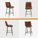 Counter Height Bar Stools Set of 4, FSC Certified Upholstered Faux Leather Barstools with Back, Metal Base, 27" Seat Height, Modern Upholstered Counter Stools for Kitchen Island,(Walnut Brown