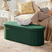 Ottoman with Storage, Sherpa Folding Storage Bench Foot Rest, Modern Upholstered Seat for Living Room, Entryway, Bedroom, Oval Green