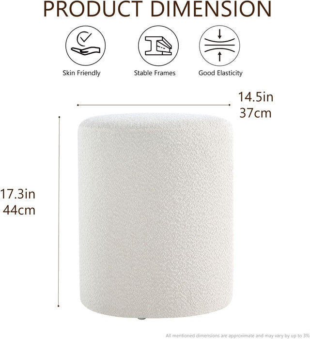 Modern round Ottoman with Soft Padded Seat, Multifunctional Vanity Stool for Makeup, Upholstered Footrest Stool Ottoman Foot Stool for Living Room, Bedroom