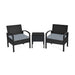 3 Pieces Outdoor Rattan Patio Conversation Set with Seat Cushions