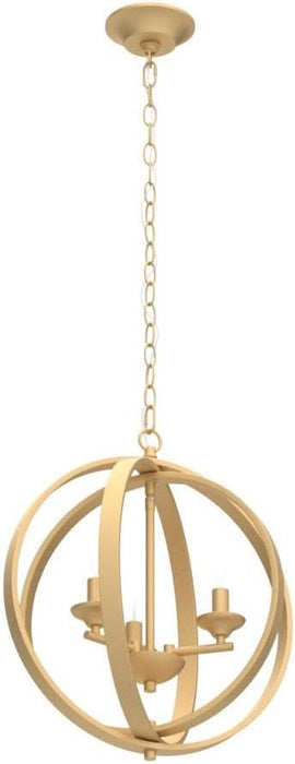 Gilded Orbital Chandelier Three Light Pendant Fixture