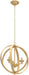 Gilded Orbital Chandelier Three Light Pendant Fixture