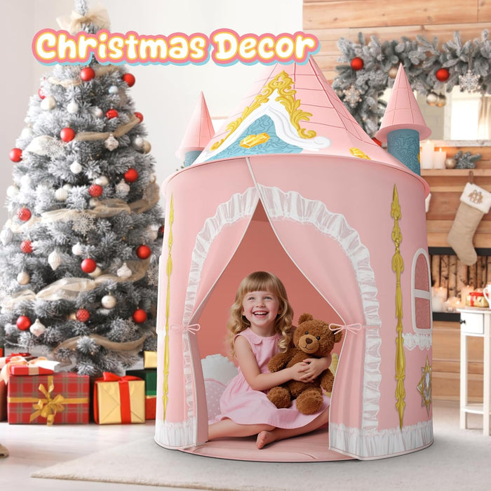 Kids Play Tent for Girls Toddler Indoor Princess Tents for Kids Ages 4-8 Large Outdoor Playhouse Castle for Girl Boys 3-5 4-6 Birthday Thanksgiving