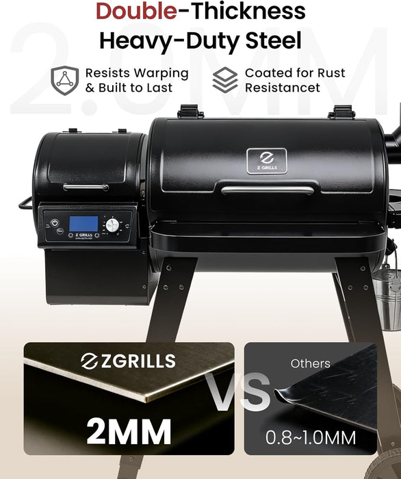 2026 Wood Pellet Grill & Smoker with PID V3.0 Controller, 459 Sq in Cook Area, Meat Probe, Foldable Shelf&Side Shelf, 8 in 1 BBQ Grill Outdoor Auto Temperature Control, Black, 450A