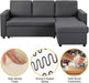 Dark Gray Sectional Sofa with Chaise & USB