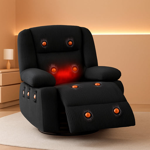 Oversized Recliner Chair,Extra Wide 360° Swivel Rocker Massage Heat