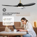 52 Inch Quiet DC Motor 6 Speed High CFM Ceiling Fan with Lights Remote Control, 3 Blade Black Gold Indoor Bedroom Modern Ceiling Fan