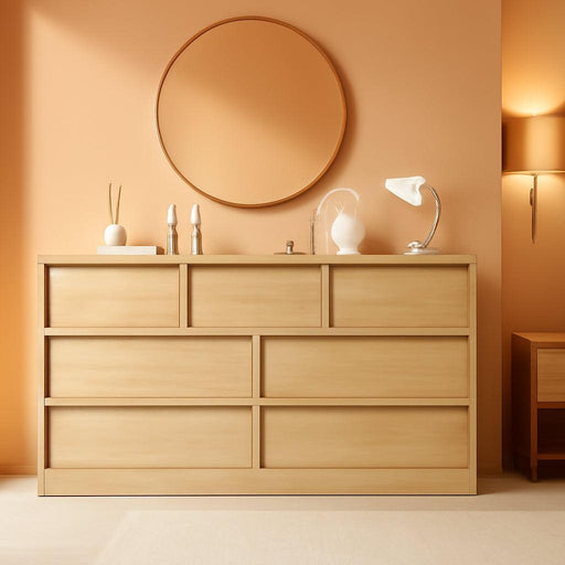 54 Inch PremiumOakFinish SevenDrawer SolidWood StorageTop Dresser