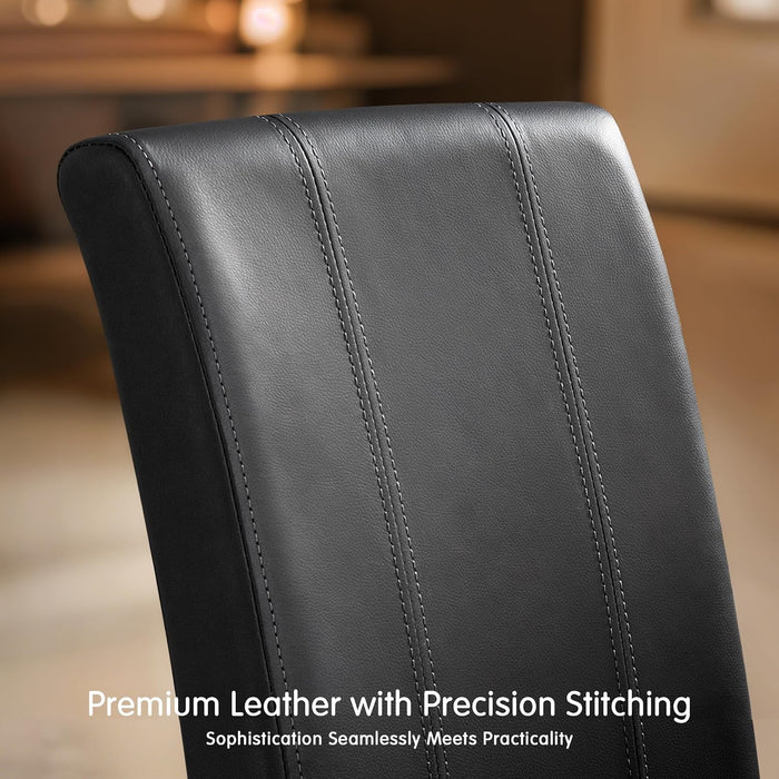 Dining Chairs Set of 4, Faux Leather Dining Room Chairs, Upholstered Parsons Chairs for Kitchen with Sturdy Wood Legs, Black (Only Chair)