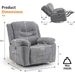 Grey Swivel Recliner with Massage & Heat