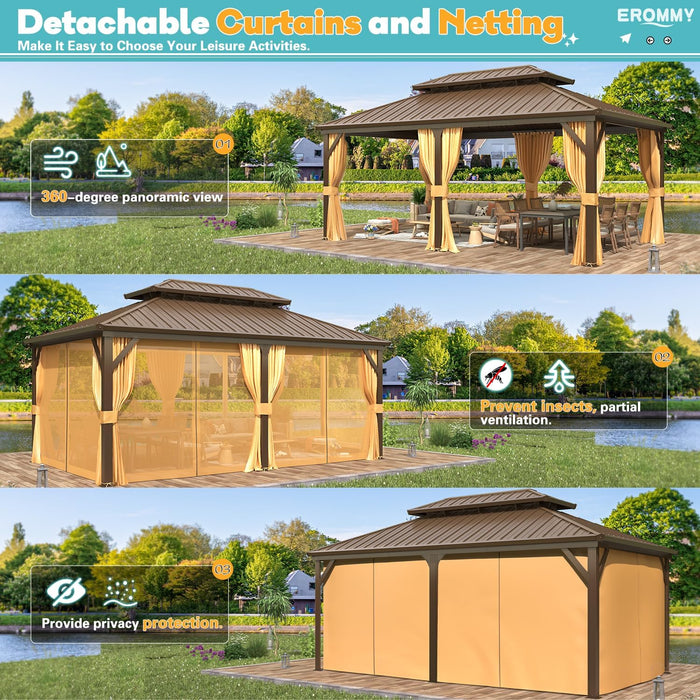 12x18 HeavyDuty Hardtop Gazebo With Galvanized Roof